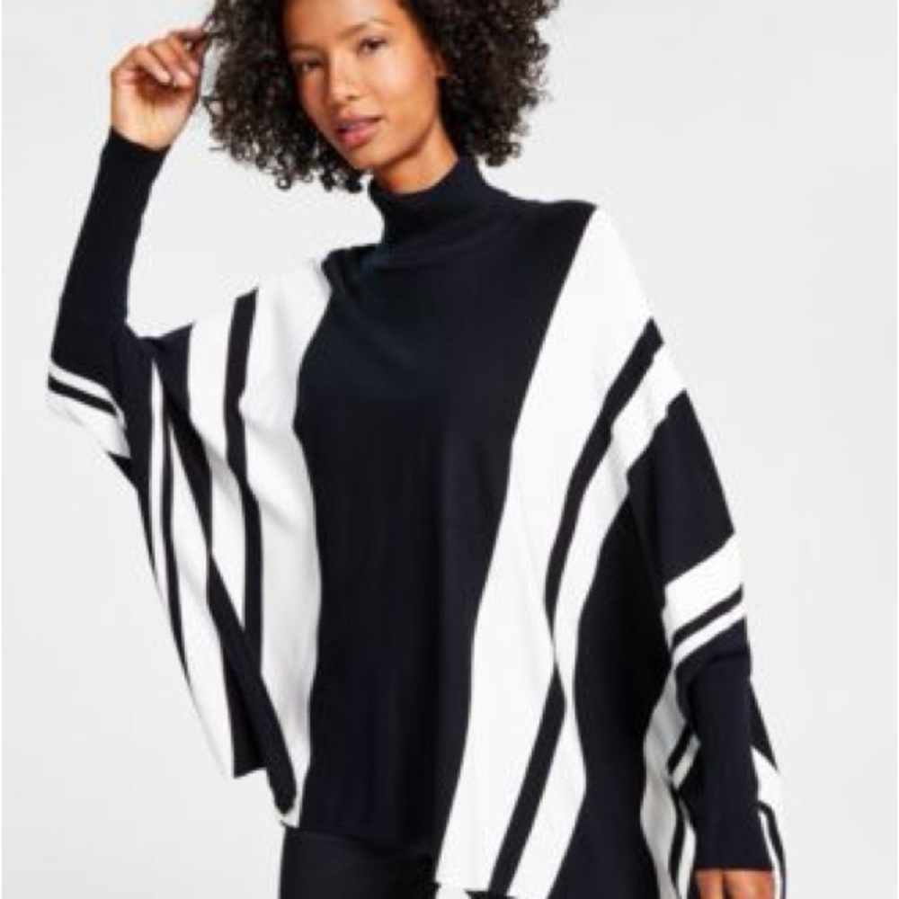 Adore Striped Poncho Sweater XL NWOT